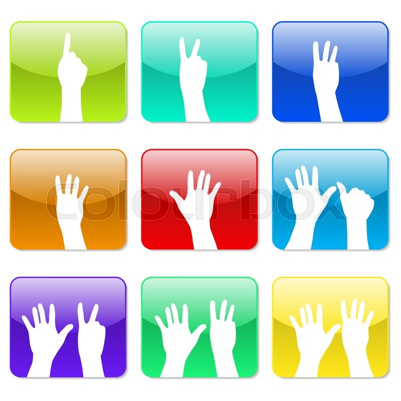 White hands counting from 1 to 9 with ... | Stock vector | Colourbox