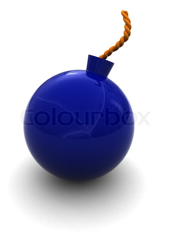 3d illustration of blue plastic bomb over white background ... fuse box school 
