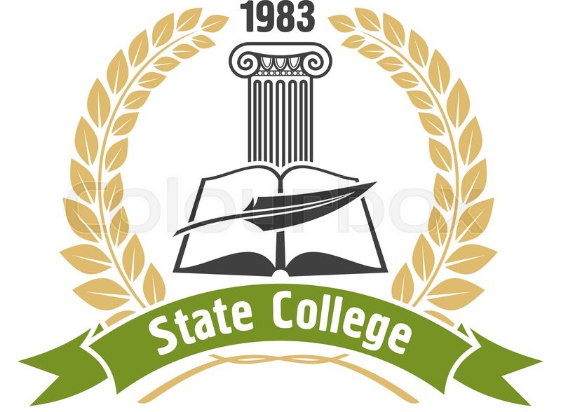 State college heraldic insignia with ... | Stock vector | Colourbox