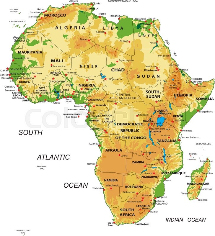 physical map of africa 2022