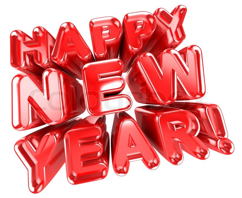 3d illustration of red happy new year sign isolated over white