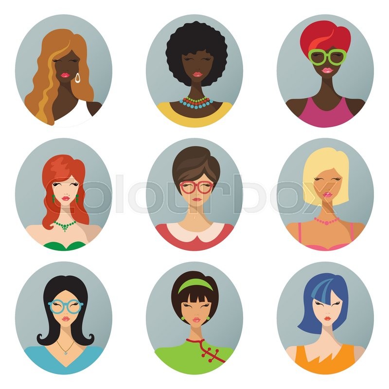 Vector flat avatars.Beautiful   Stock Vector  Colourbox