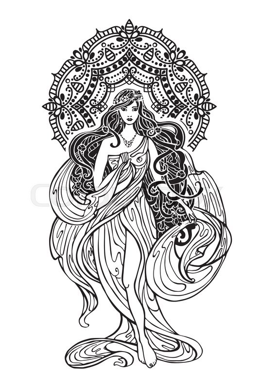 sticker elephant vector Colourbox   Stock   with Beautiful woman Vector  Mandala