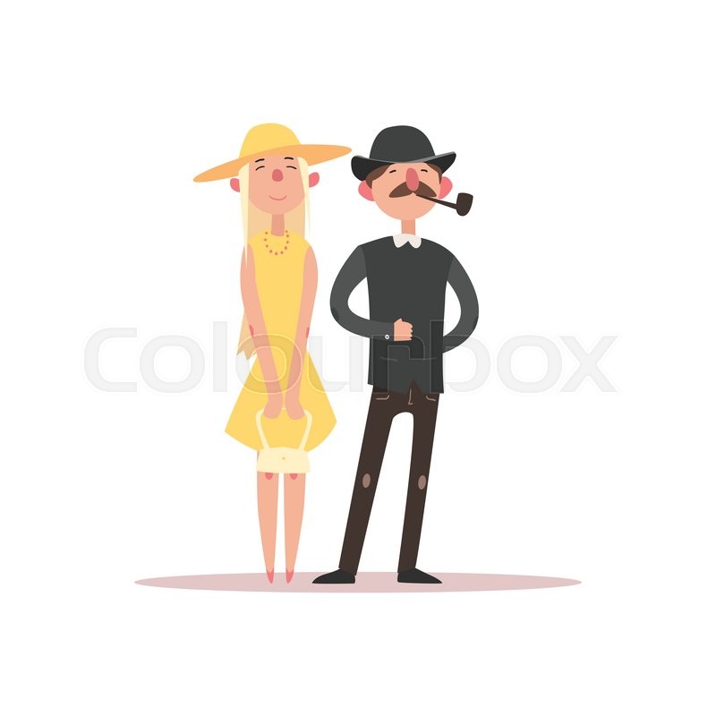 Posh Dressed Adult Couple Simple ... | Stock vector | Colourbox