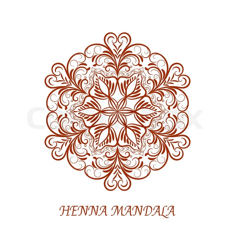 Vector Henna Color Flower Mandala Over White Background Element For Your Designs Invitation Card Yoga Meditation Astrology Mehndy Coloring Book And