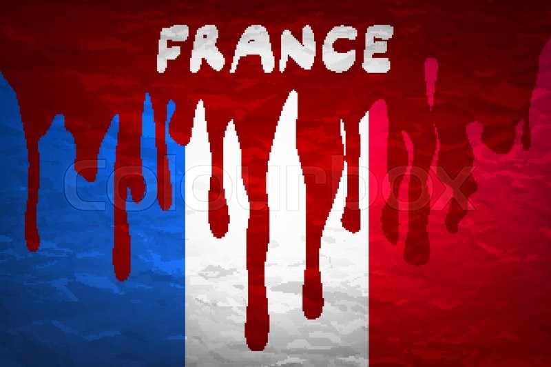 flag france in concept the blood flowing on the french flag vector