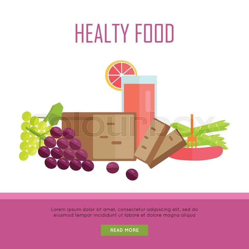 Healthy Food Concept Web Banner Flat Stock Vector Colourbox