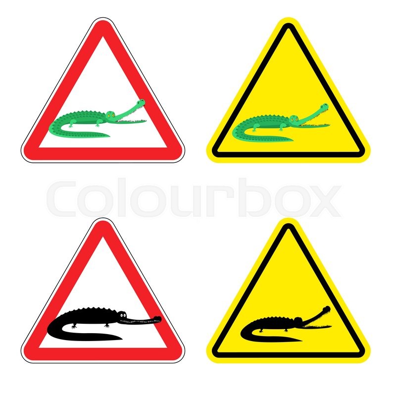 warning sign of attention crocodile dangers yellow sign aggressive