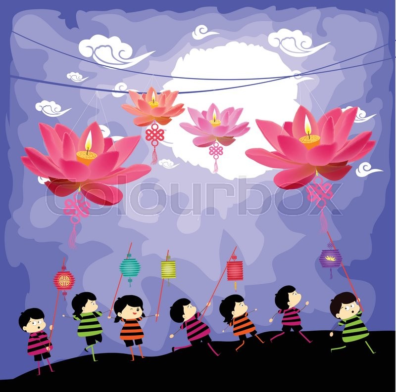 Mid Autumn Festival Background With Stock Vector Colourbox