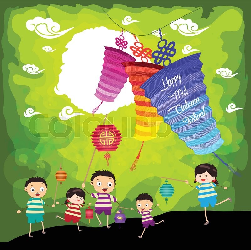 Mid Autumn Festival Background With Stock Vector Colourbox