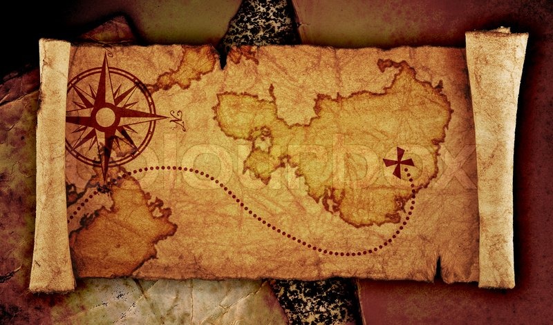 Old treasure map, on the old vintage background | Stock Photo | Colourbox