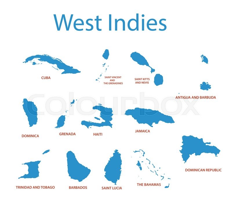 west indies map west indies vector maps of countries stock vector west indies map west indies vector maps of countries stock vector