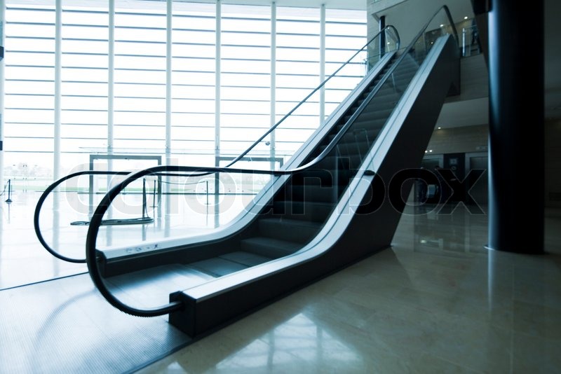Architecture, escalator, glass ceilings Stock Photo Colourbox