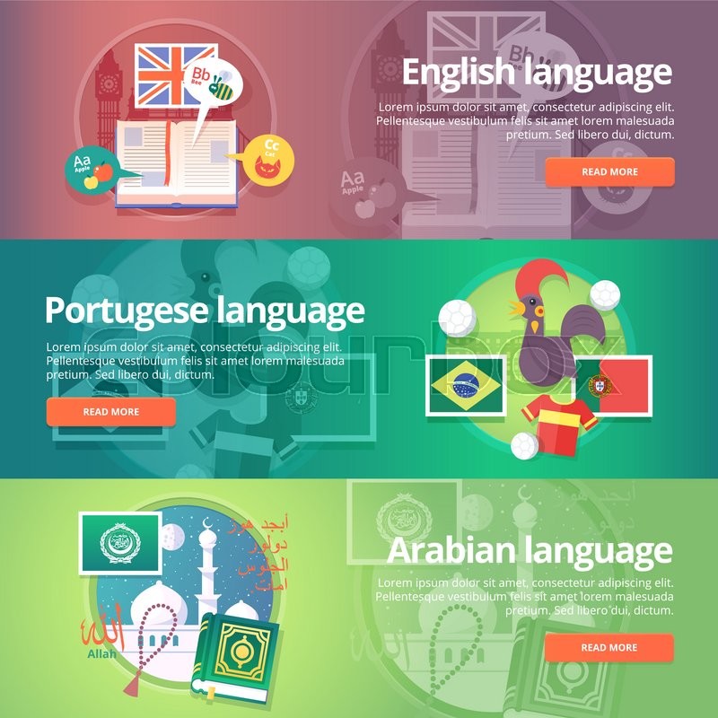 Foreign Languages Learning Banner Set Stock Vector Colourbox