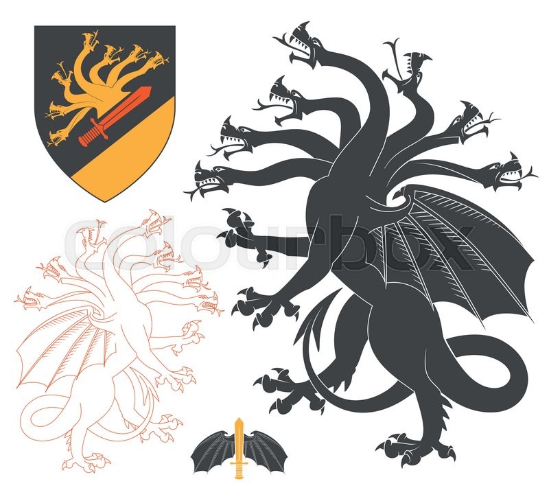 Black Hydra Illustration For Heraldry Or Tattoo Design ...