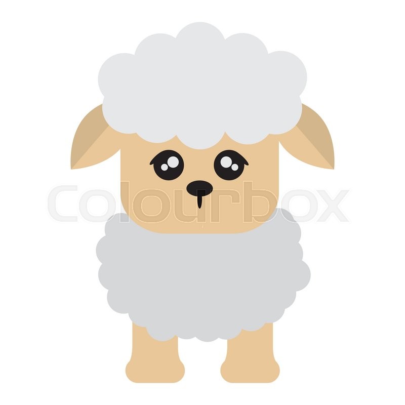 Flat Design Cute Sheep Cartoon Icon Stock Vector Colourbox