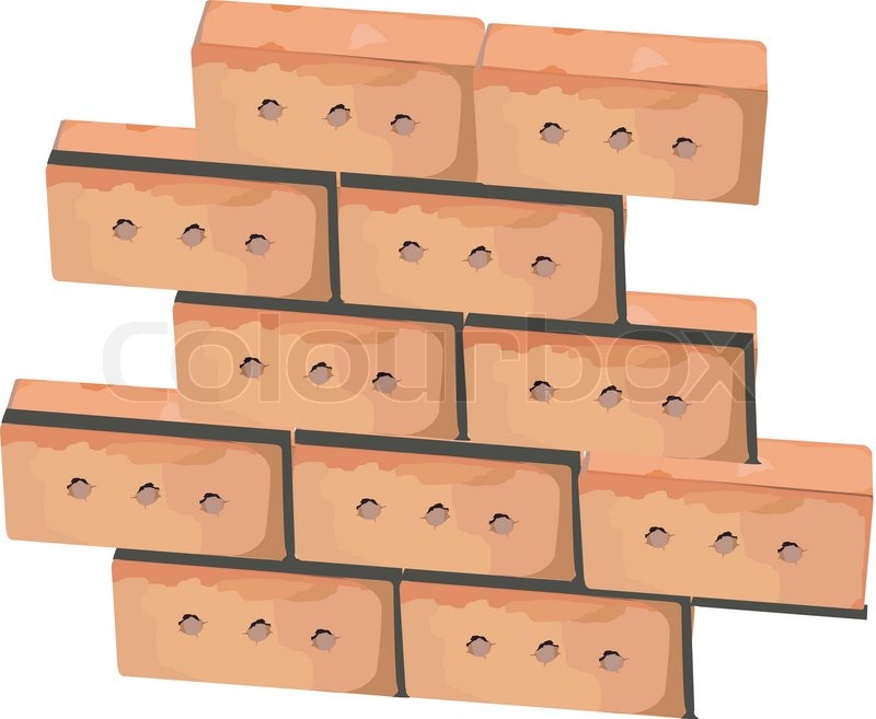 First bricks of new house. Brick wall foundation isolated ...
