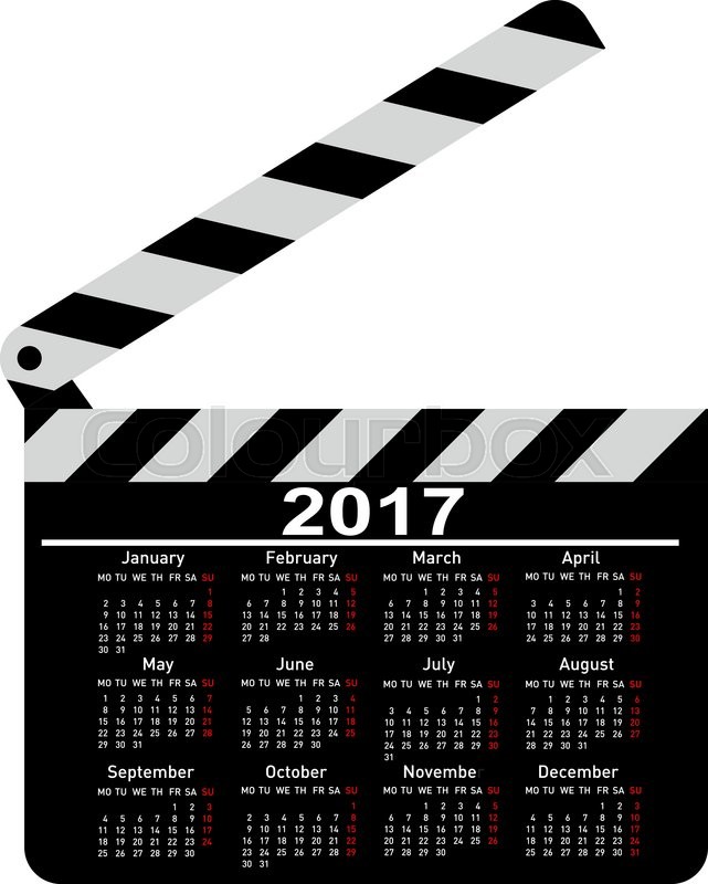 Calendar For 2017 Movie Clapper Stock Vector Colourbox colourbox