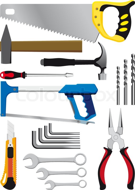 Different set of hand tools isolated Stock vector