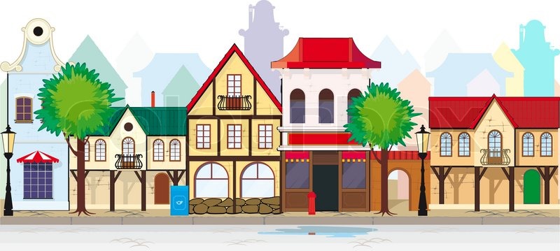 Elegant old, antique street of a small town. You can, if desired, add