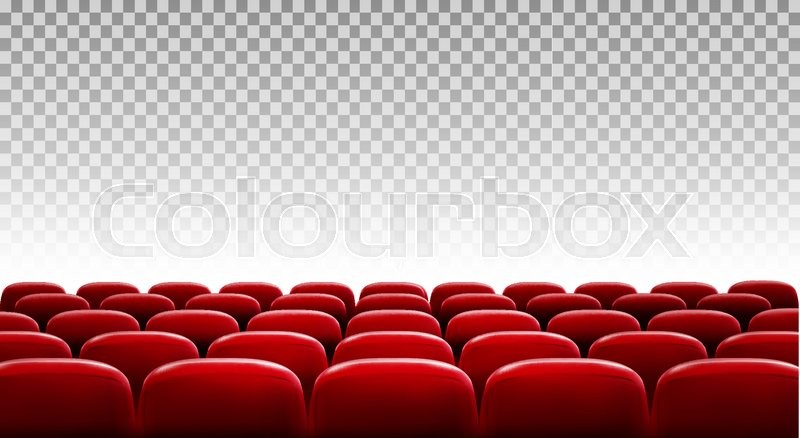 Rows of red cinema or theater seats in | Stock vector | Colourbox