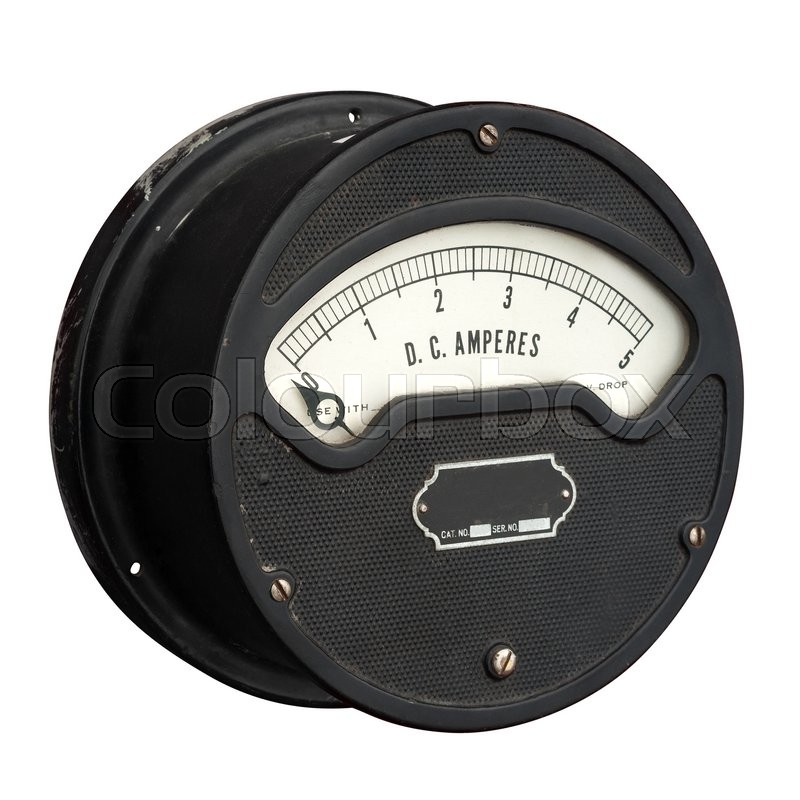 Vintage ampere meter isolated on white | Stock image | Colourbox