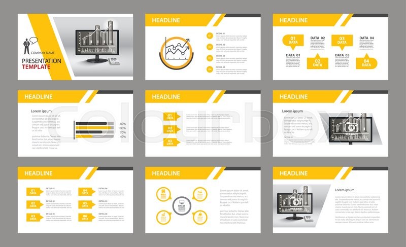 set of presentation template use in stock vector corporate report template