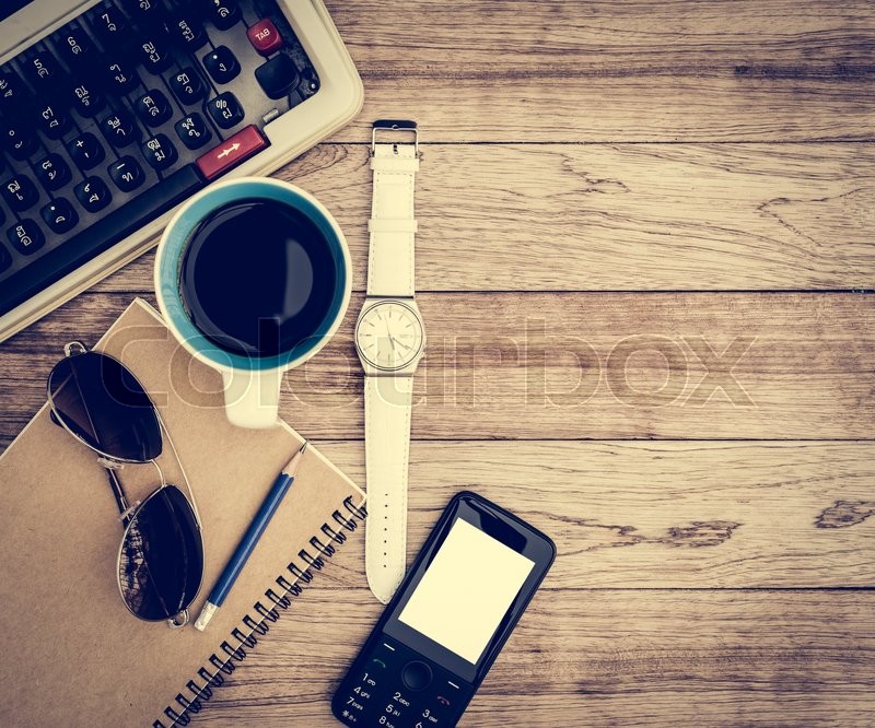 Office desk background. Coffee, | Stock image | Colourbox