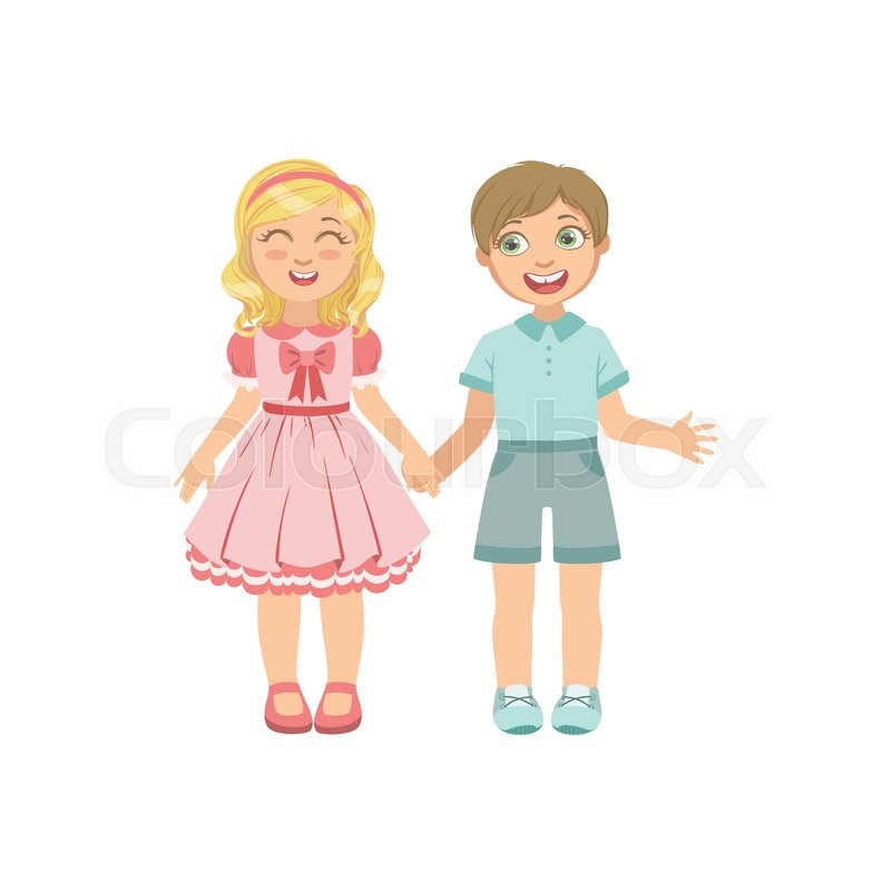 Boy And Girl In Love Holding Hands Stock Vector Colourbox
