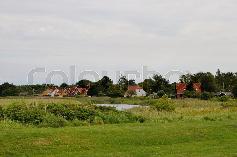 Sommerhuse ved stranden på Enø | Stock foto | Colourbox