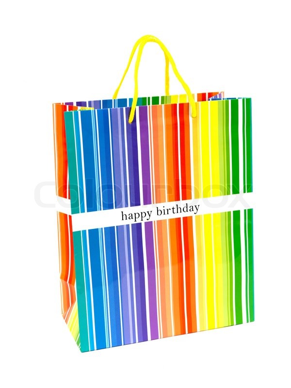 A happy birthday gift bag isolated | Stock image | Colourbox