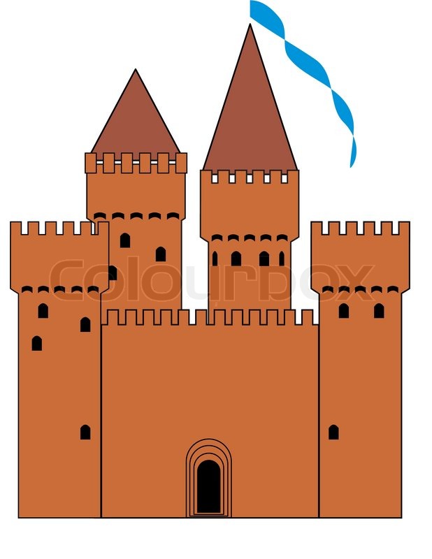 Mittelalterliche Ritterburg - isolierte Darstellung auf weißem