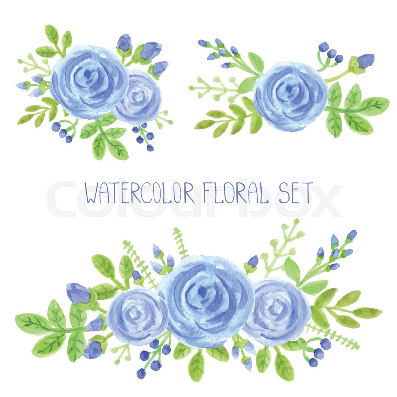 Flower Blue Watercolor Flower Vector