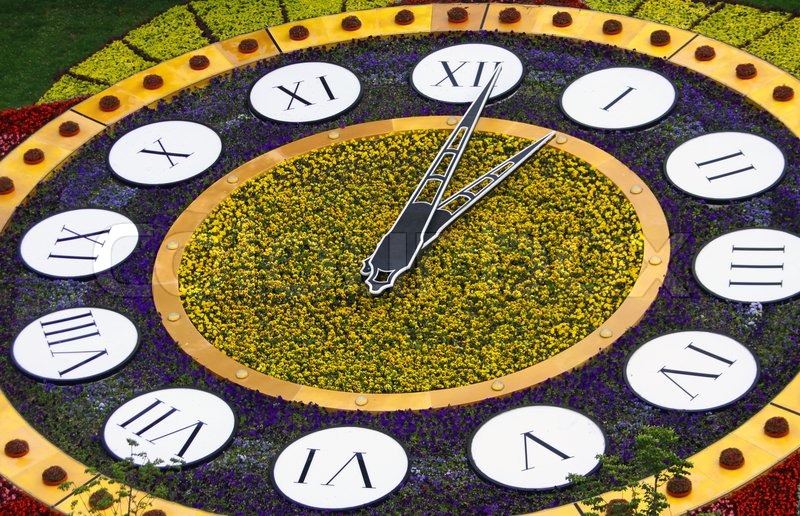 Flower clocks in Kyiv, Ukraine. It is one of the biggest flower clock