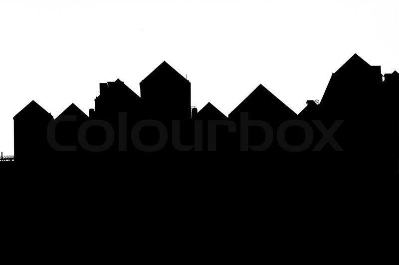 silhouette of a roof of a house on a white background stock photo