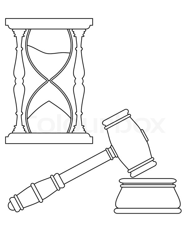 vintage judge vector anvil hourglass and (gavel) of symbols Hammer law,