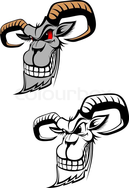 Cartoon Ram Tattoo | wild ram as a tattoo or symbol isolated on white stock Cartoon Ram Tattoo | wild ram as a tattoo or symbol isolated on white stock