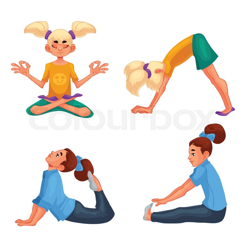 Set With Blond And Brown Haired Girls Stock Vector Colourbox