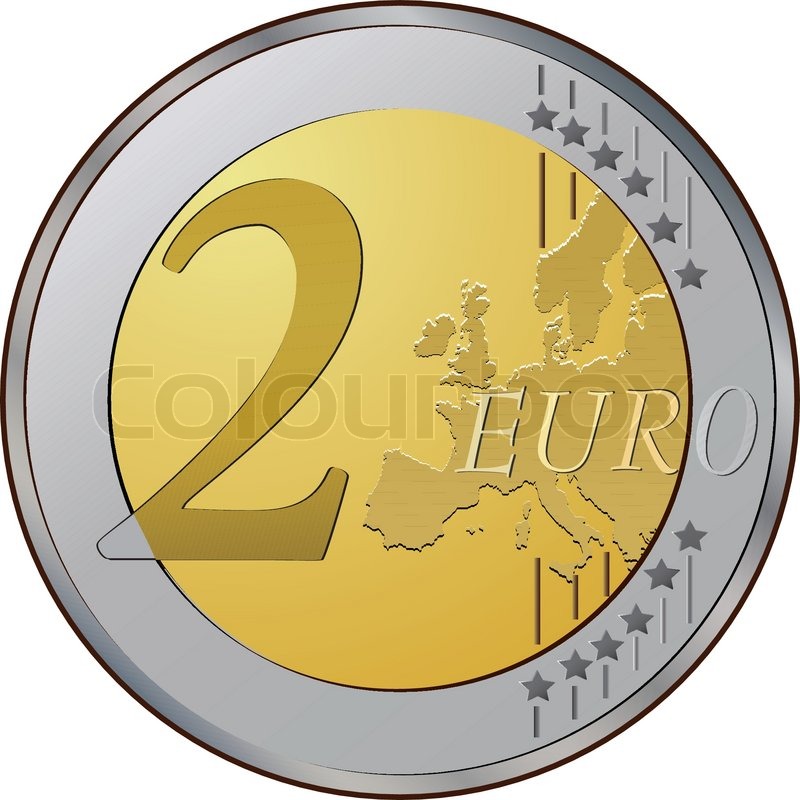 Two euro coins on the white background Stock vector Colourbox