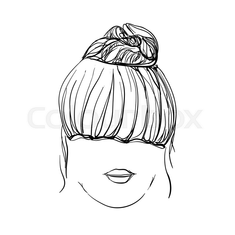 Girl With Messy Bun Hand Drawn Stock Vector Colourbox