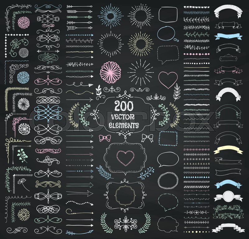 Set Of 200 Hand Drawn Doodle Design Stock Vector Colourbox
