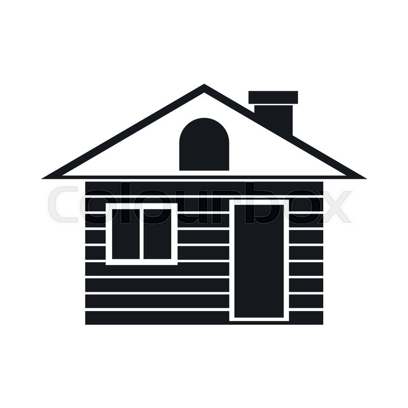 Wooden log house icon in simple style ... | Stock vector | Colourbox