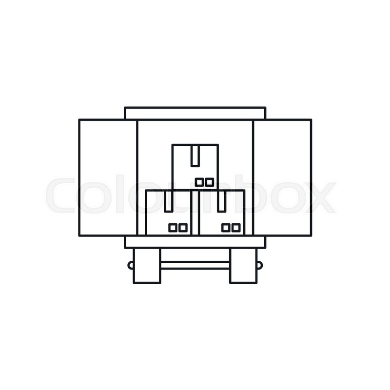 Cargo Truck With Load Icon In Outline Stock Vector Colourbox