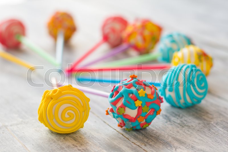 Cake Pops With Icing Decorated Sweets Stock Image