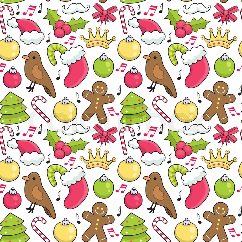 Christmas background, seamless tiling, | Stock vector | Colourbox