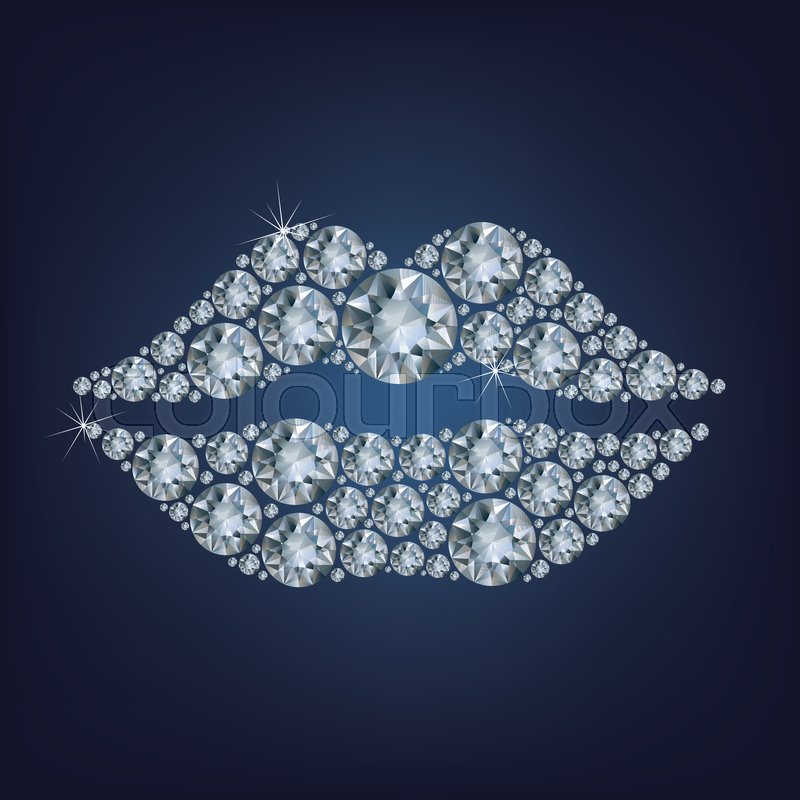 Lips shape made up a lot of diamond on Stock vector Colourbox