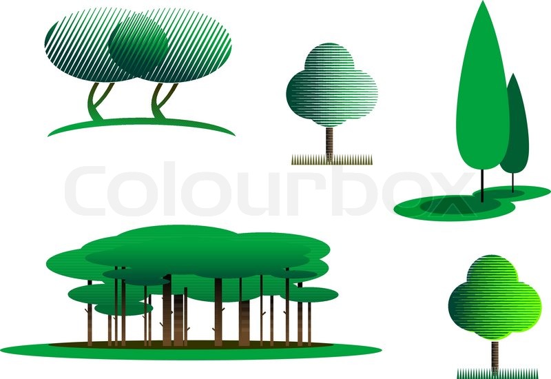 Set of tree symbols as a signs or Stock vector Colourbox