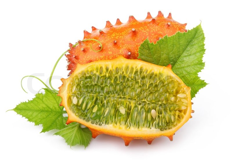 Ripe sliced kiwano fruits isolated on Stock image Colourbox