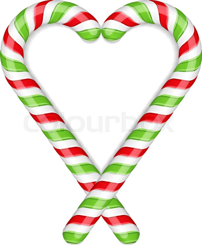 Candy canes heart on white background, | Stock vector | Colourbox