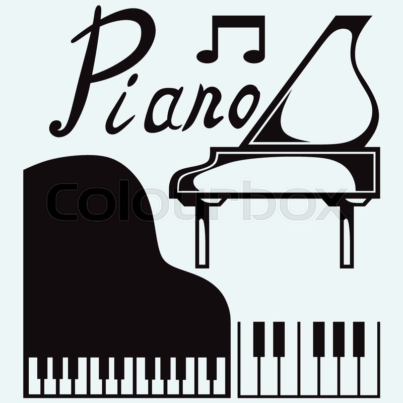 Grand piano. Isolated on blue | Stock vector | Colourbox